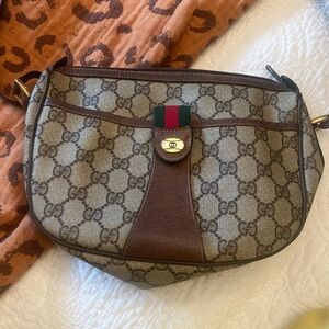 GUCCI Sherry line GG Web PVC canvas browns crossbody shoulder bag